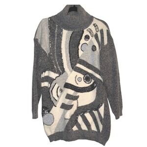 Vintage 90s I.B.‎ Diffusion Angora Blend Embellished Turtleneck Sweater